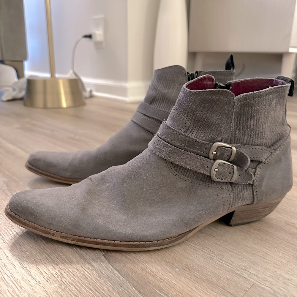 Topman grey leather suede boots